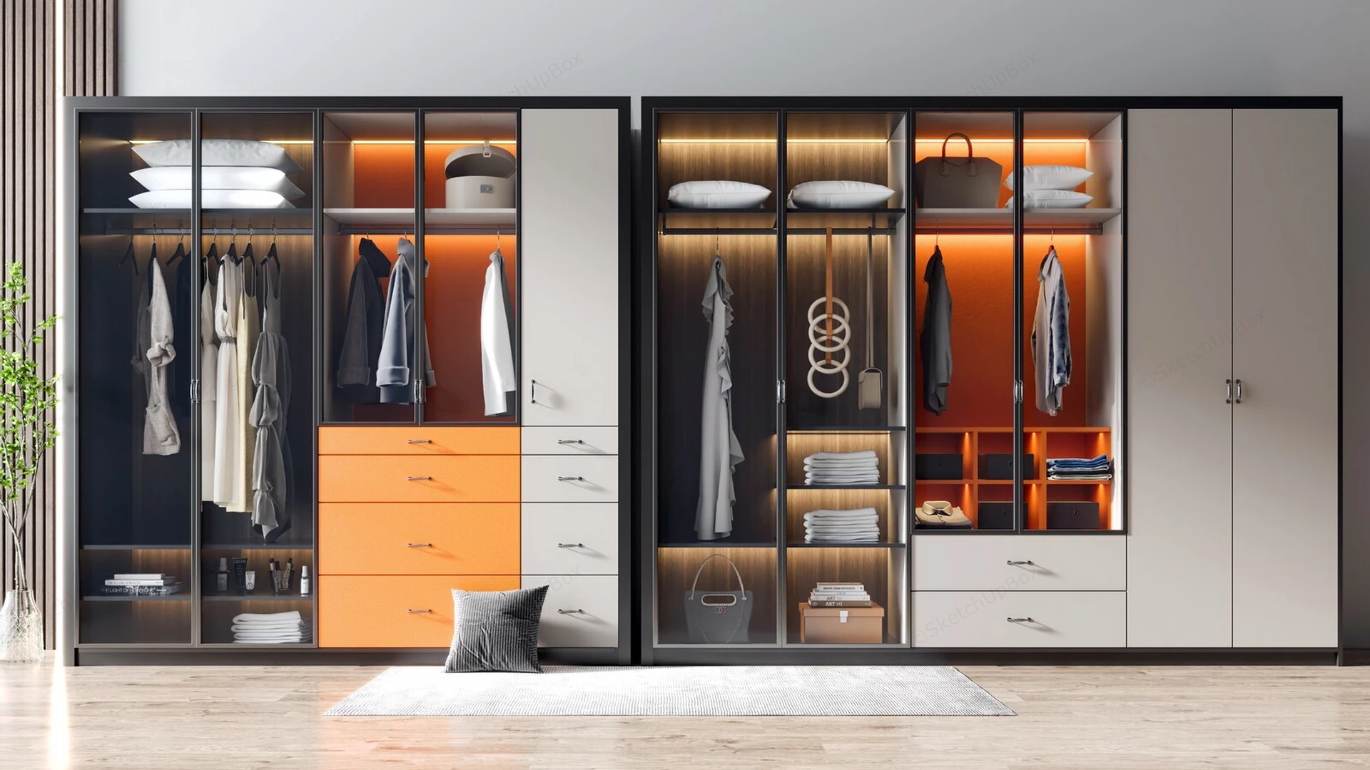 Modern Wardrobe Closet Design sketchup model preview - SketchupBox