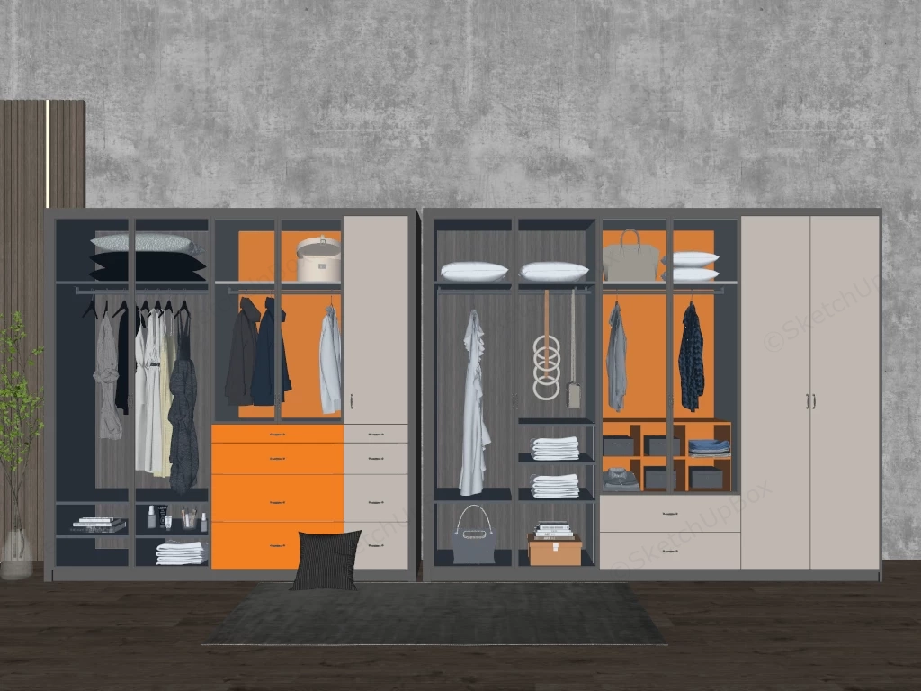 Modern Wardrobe Closet Design sketchup model preview - SketchupBox