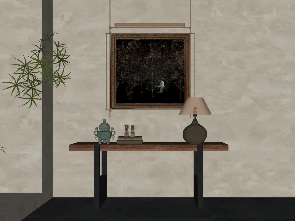 Vintage Console Table Decor sketchup model preview - SketchupBox