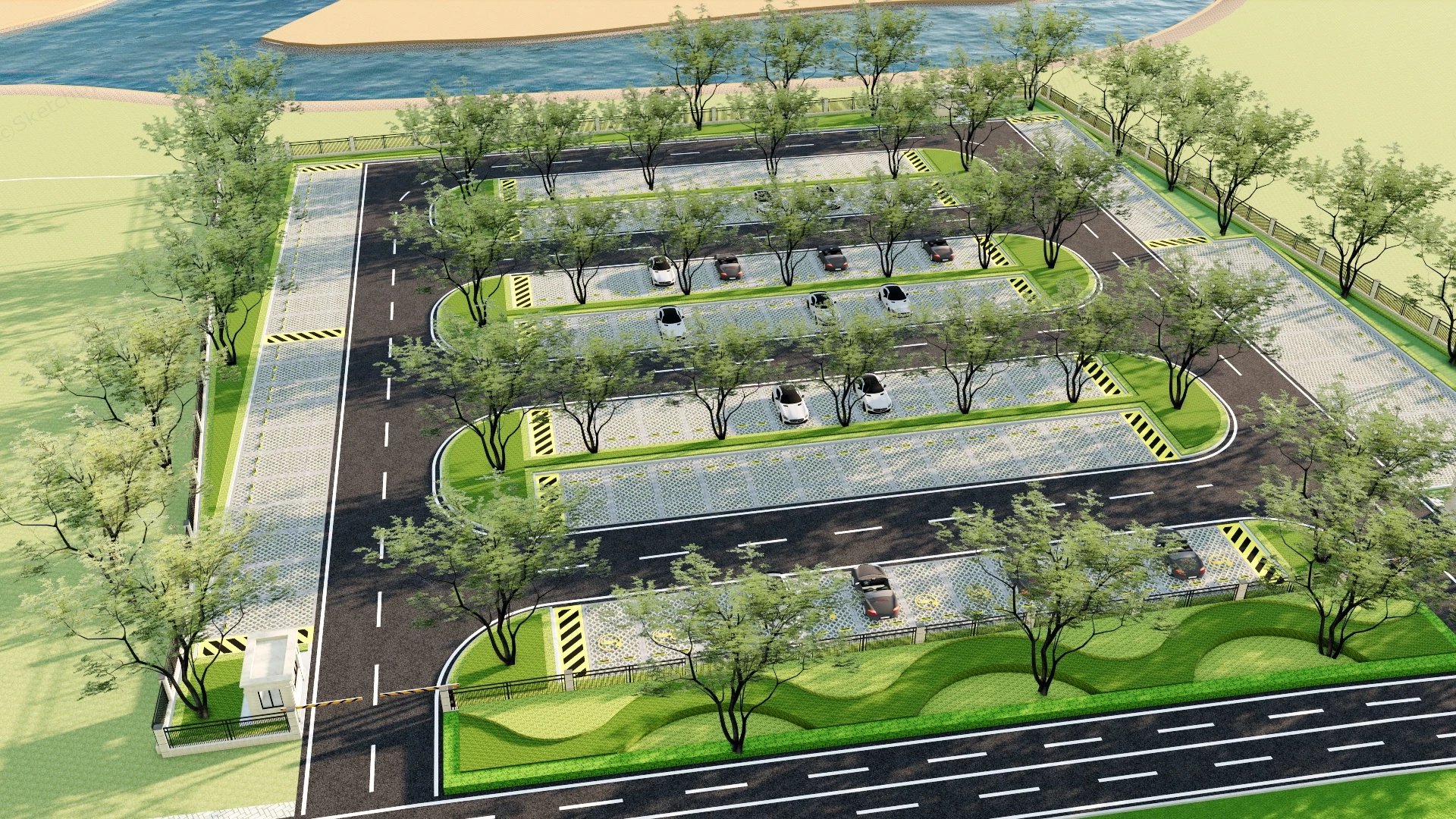 Commercial Parking Lot Design sketchup model preview - SketchupBox