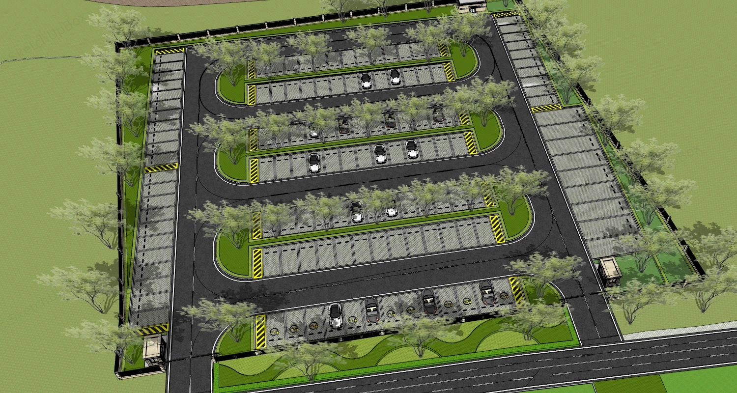 Commercial Parking Lot Design sketchup model preview - SketchupBox