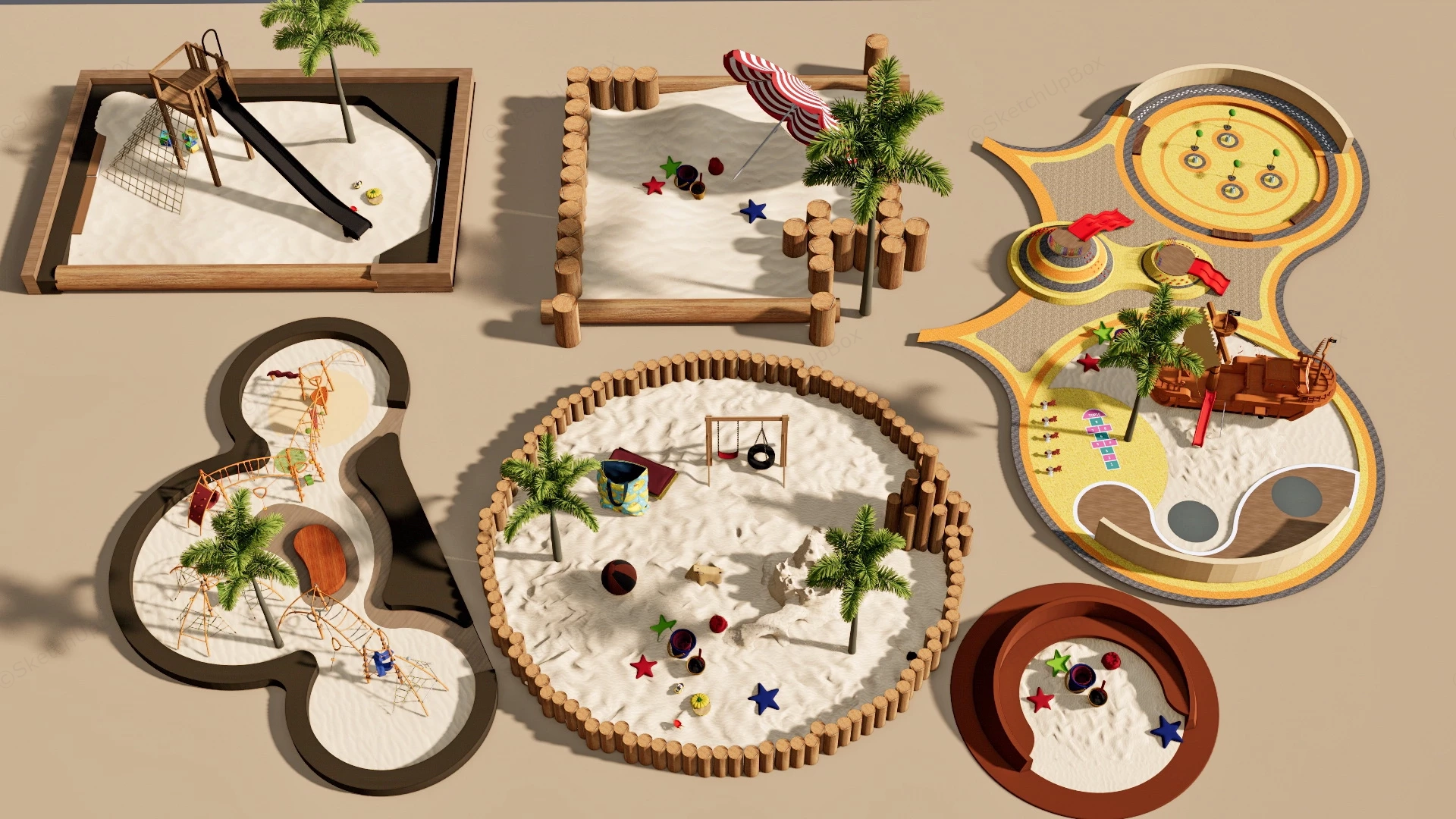 Sand Pit Playground sketchup model preview - SketchupBox
