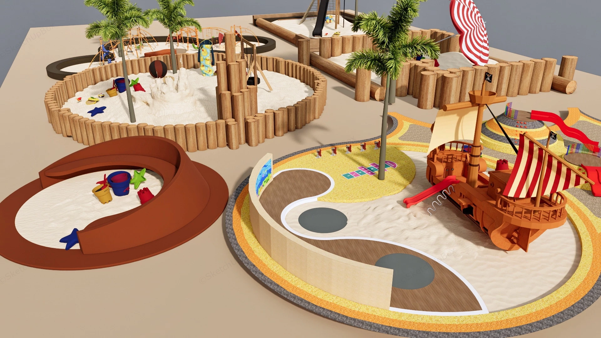 Sand Pit Playground sketchup model preview - SketchupBox
