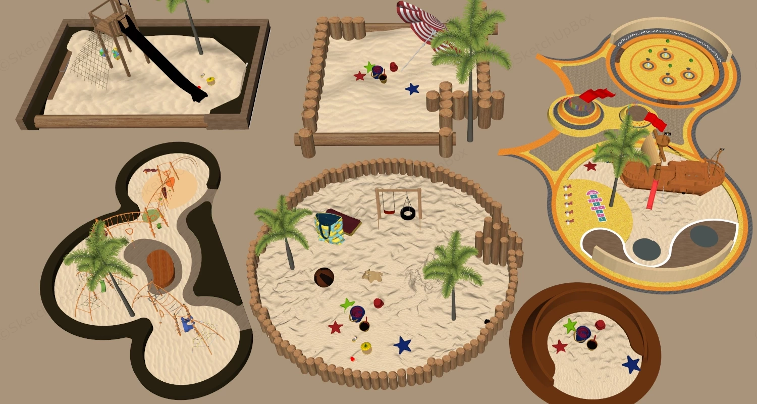 Sand Pit Playground sketchup model preview - SketchupBox
