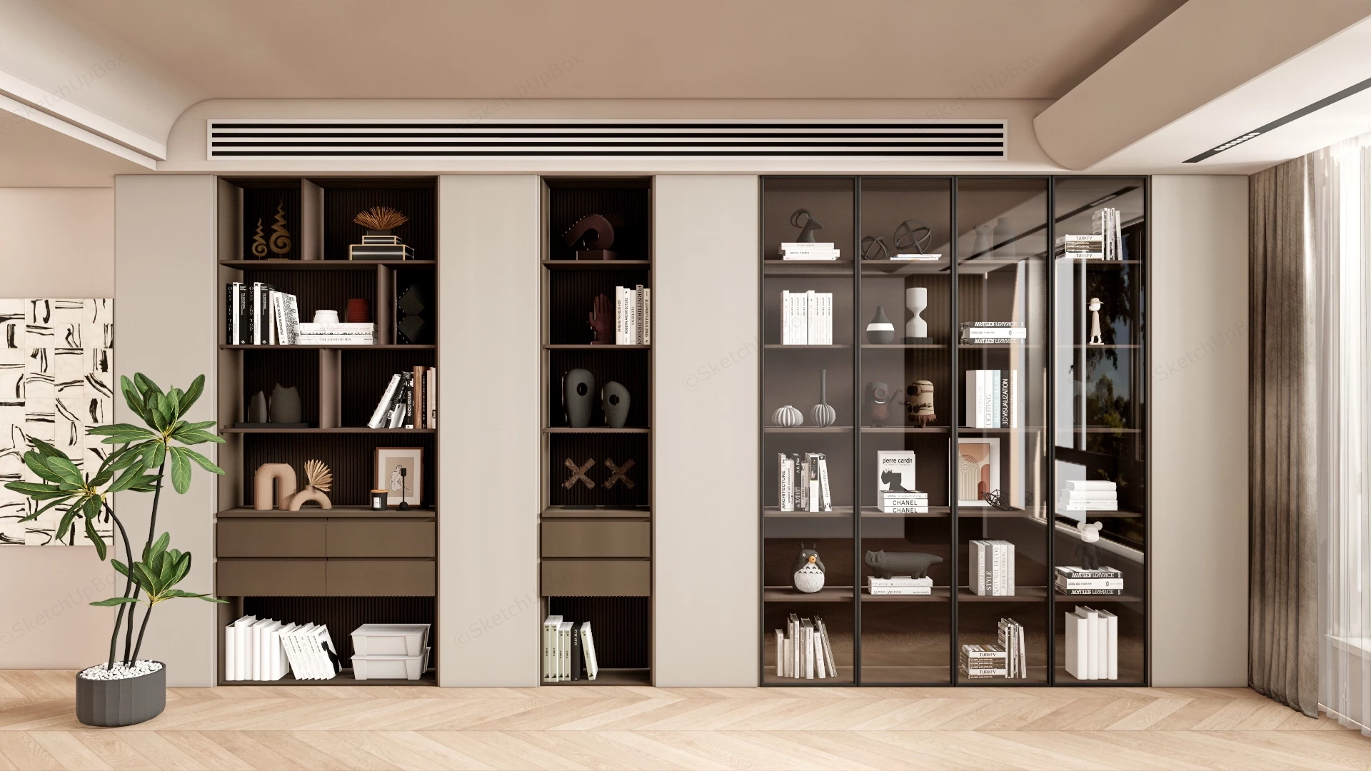 Modern Built In Bookcase Designs sketchup model preview - SketchupBox