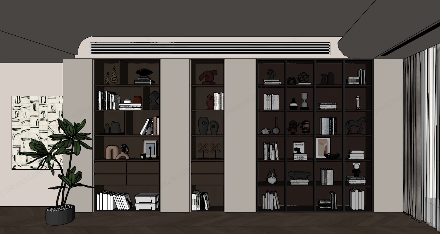 Modern Built In Bookcase Designs sketchup model preview - SketchupBox