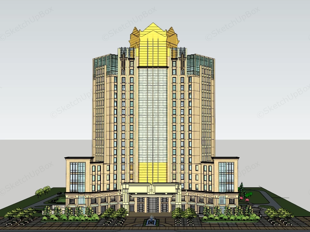 Urban Hotel Design Concept sketchup model preview - SketchupBox