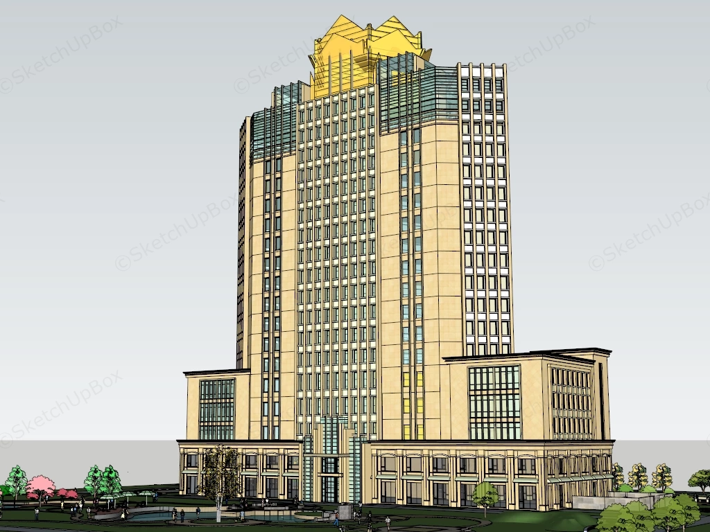 Urban Hotel Design Concept sketchup model preview - SketchupBox