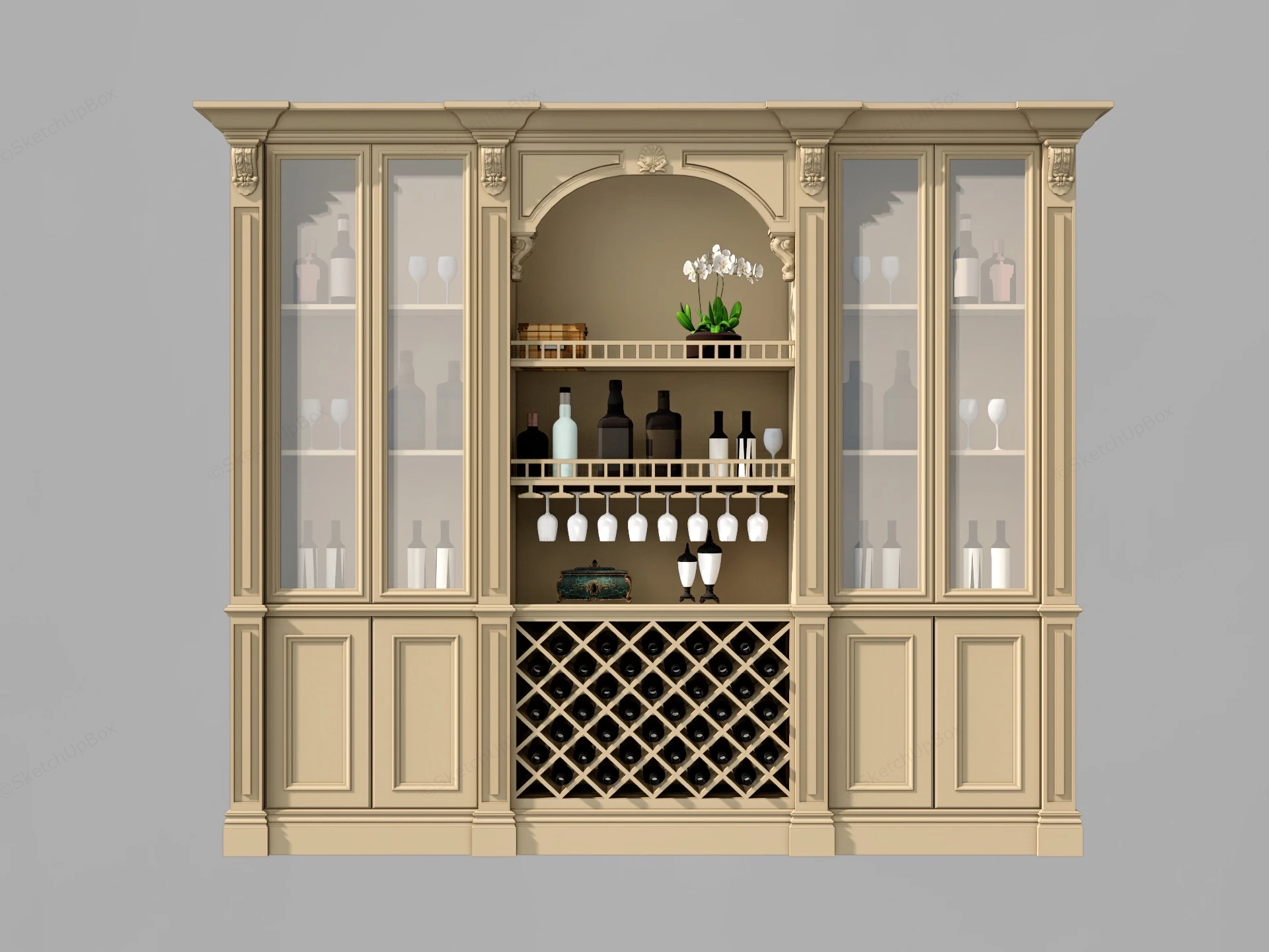 Large Bar Cabinet sketchup model preview - SketchupBox
