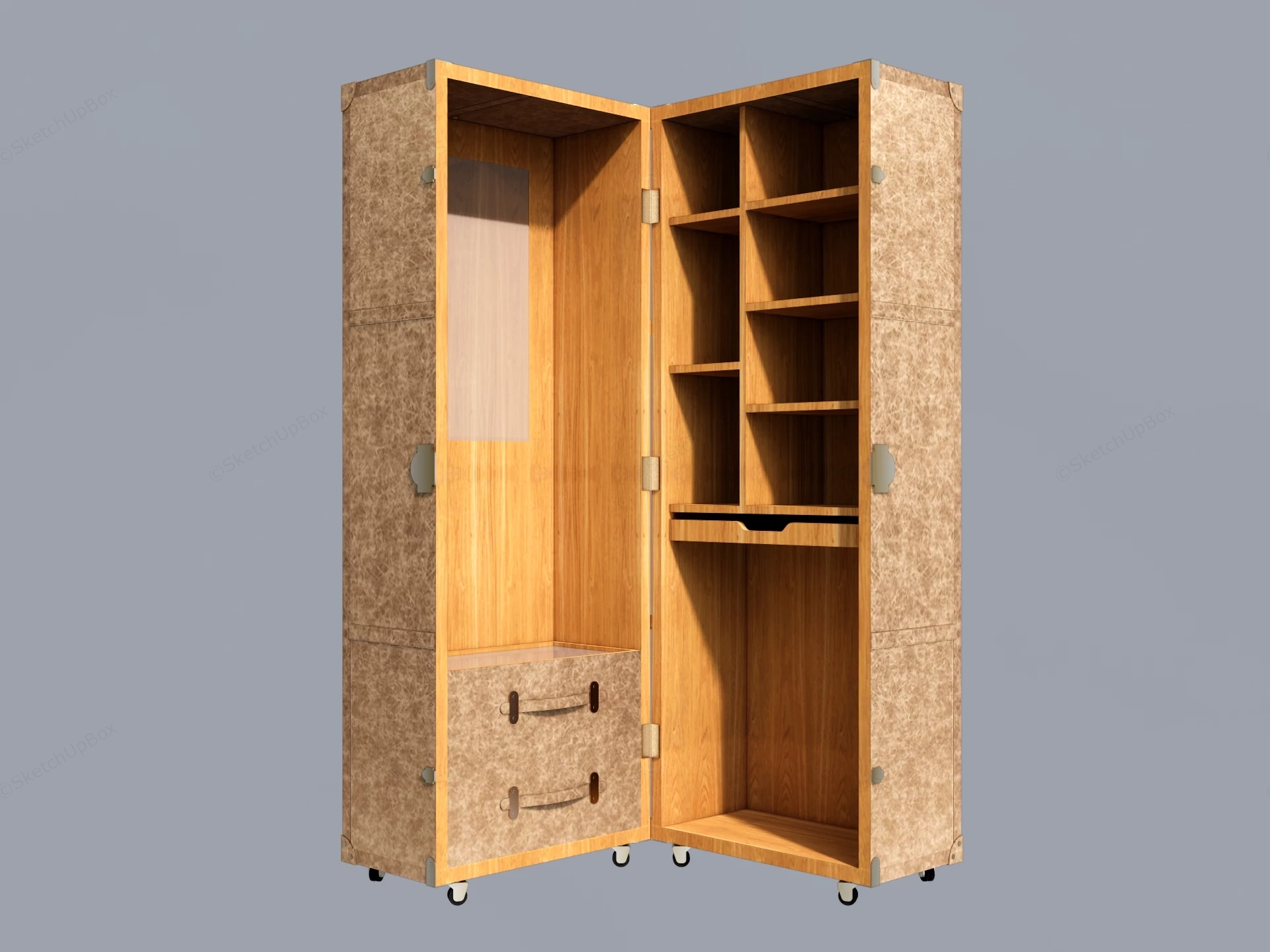 Movable Wardrobe With Wheels sketchup model preview - SketchupBox