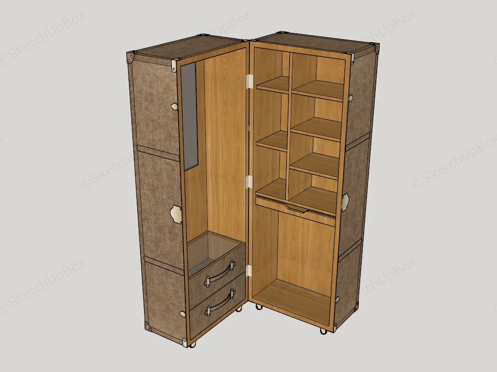 Movable Wardrobe With Wheels sketchup model preview - SketchupBox