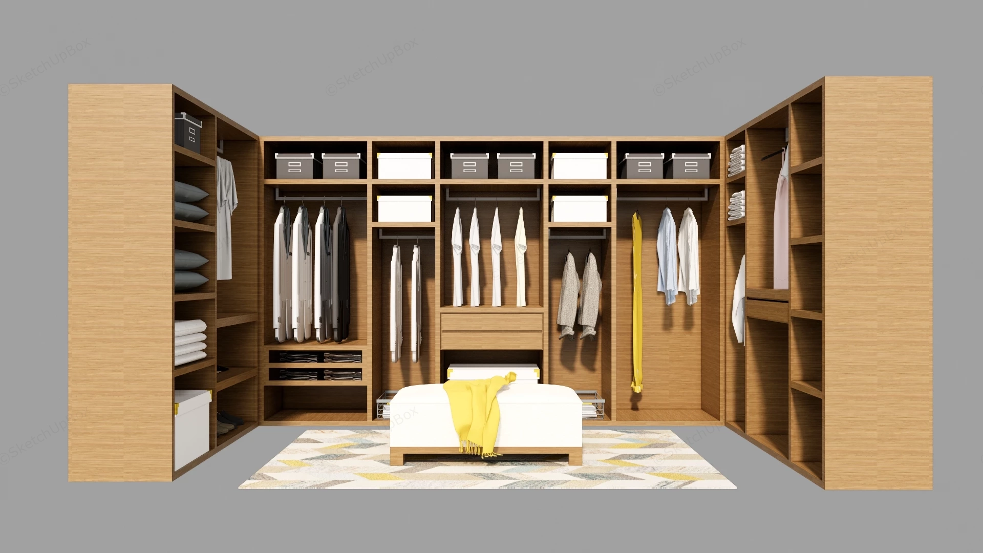U Shaped Wardrobe Design sketchup model preview - SketchupBox