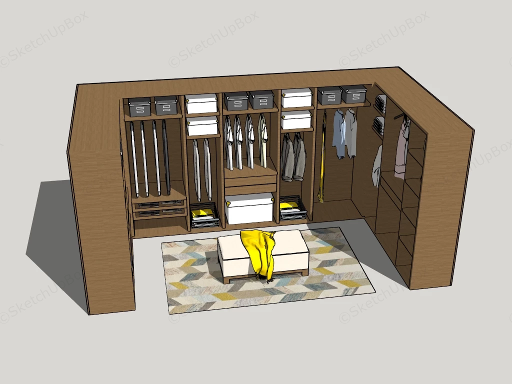 U Shaped Wardrobe Design sketchup model preview - SketchupBox