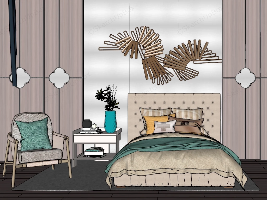 Bedroom Accent Wall Idea sketchup model preview - SketchupBox