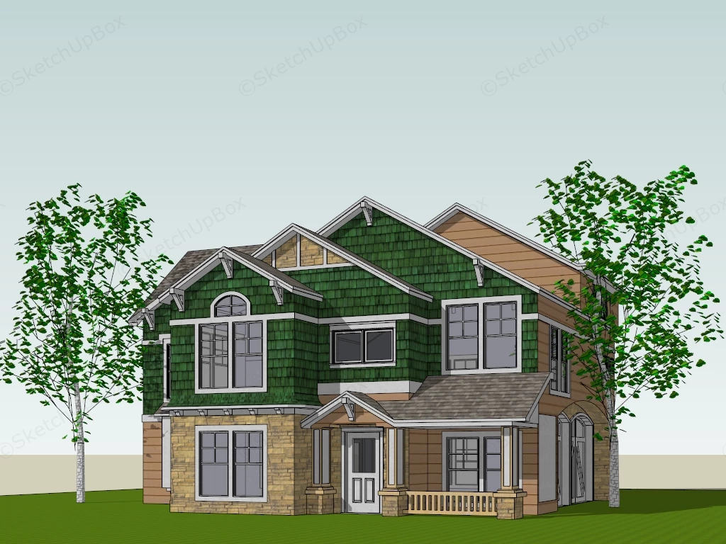 Old Craftsman Style House sketchup model preview - SketchupBox