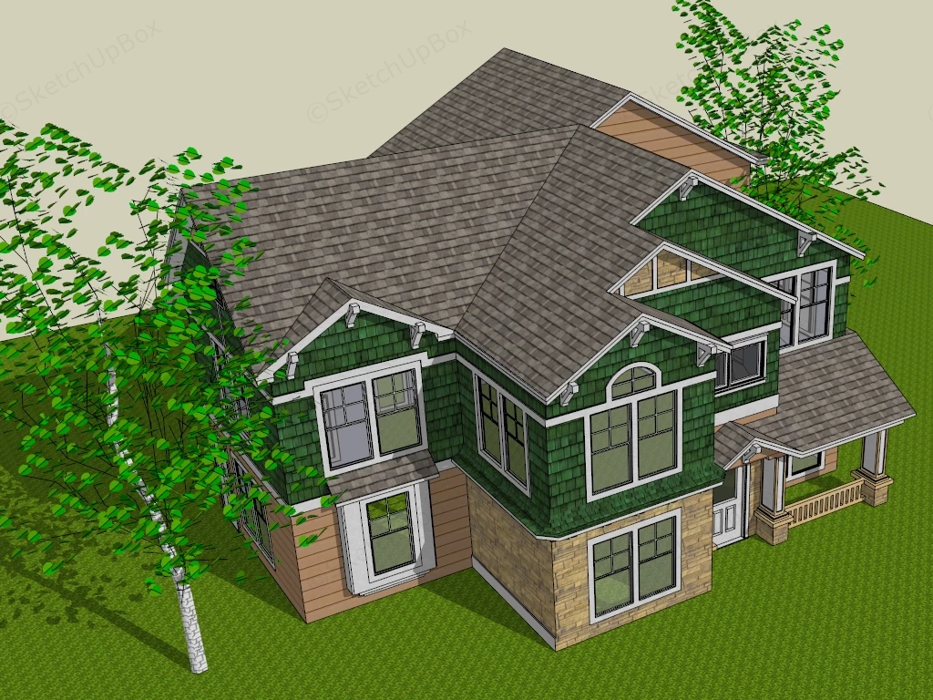 Old Craftsman Style House sketchup model preview - SketchupBox