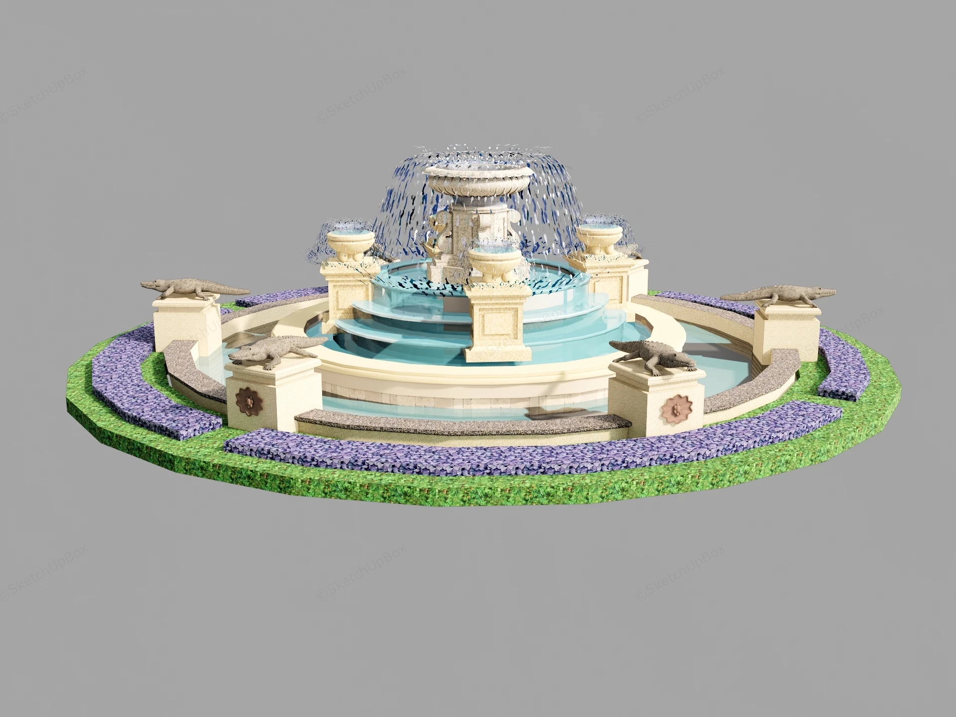 Crocodile Fountain sketchup model preview - SketchupBox