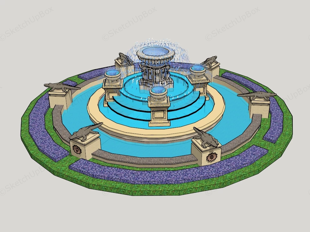 Crocodile Fountain sketchup model preview - SketchupBox