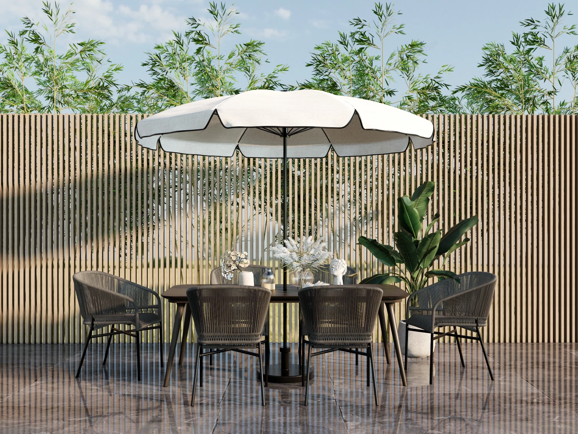 8 Piece Patio Furniture Set With Umbrella sketchup model preview - SketchupBox