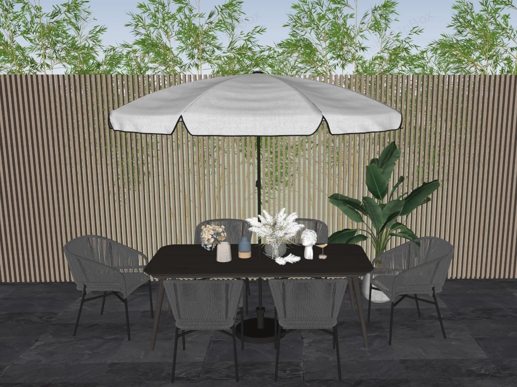 8 Piece Patio Furniture Set With Umbrella sketchup model preview - SketchupBox