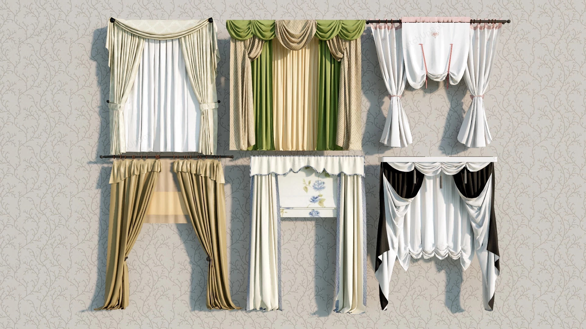 Window Curtain Design Ideas sketchup model preview - SketchupBox