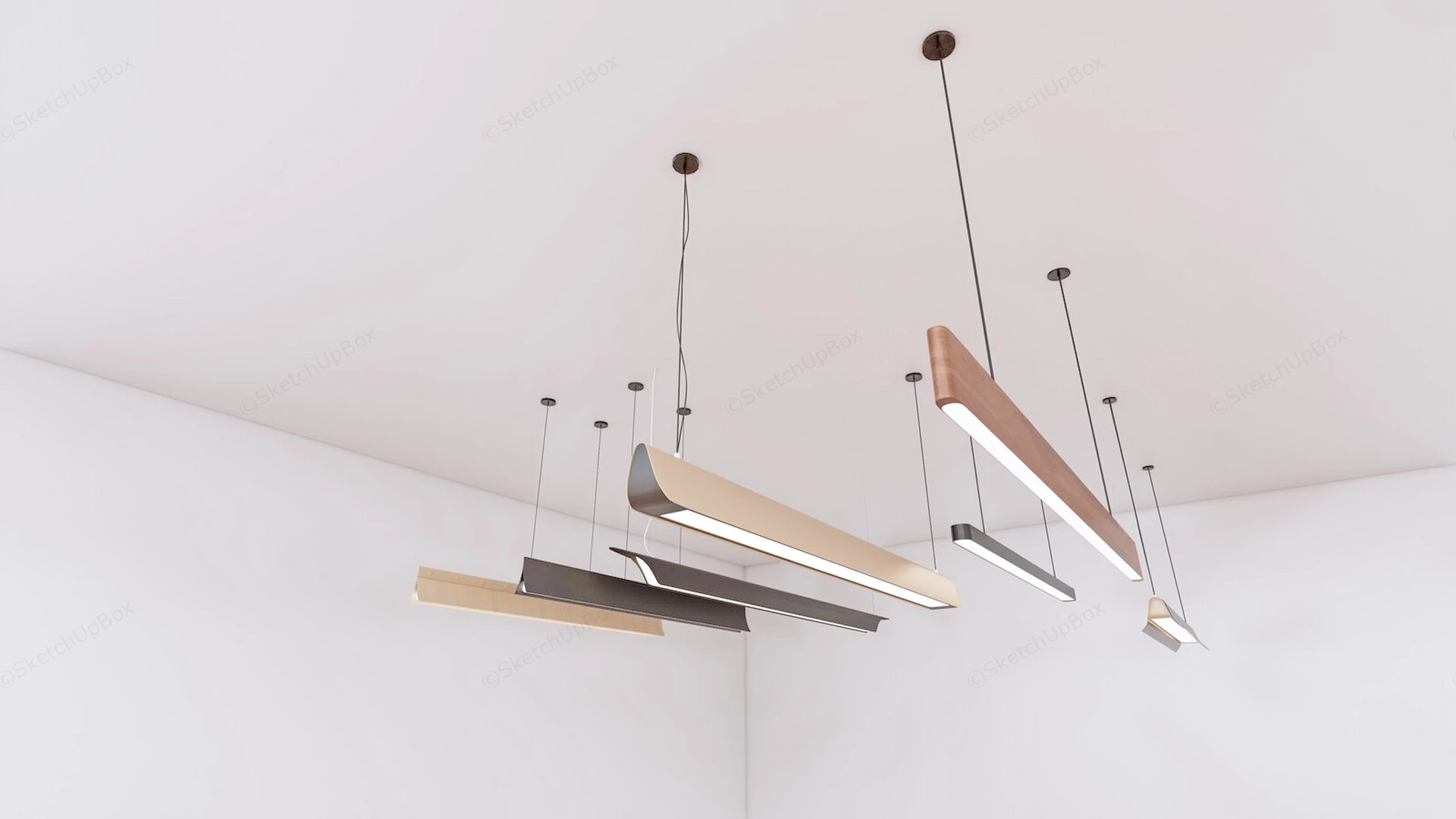 Modern Linear Pendant Light Fixtures sketchup model preview - SketchupBox