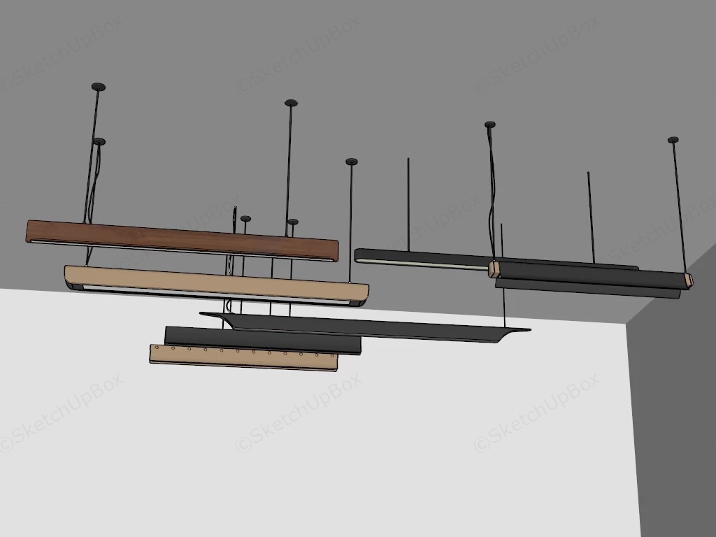 Modern Linear Pendant Light Fixtures sketchup model preview - SketchupBox