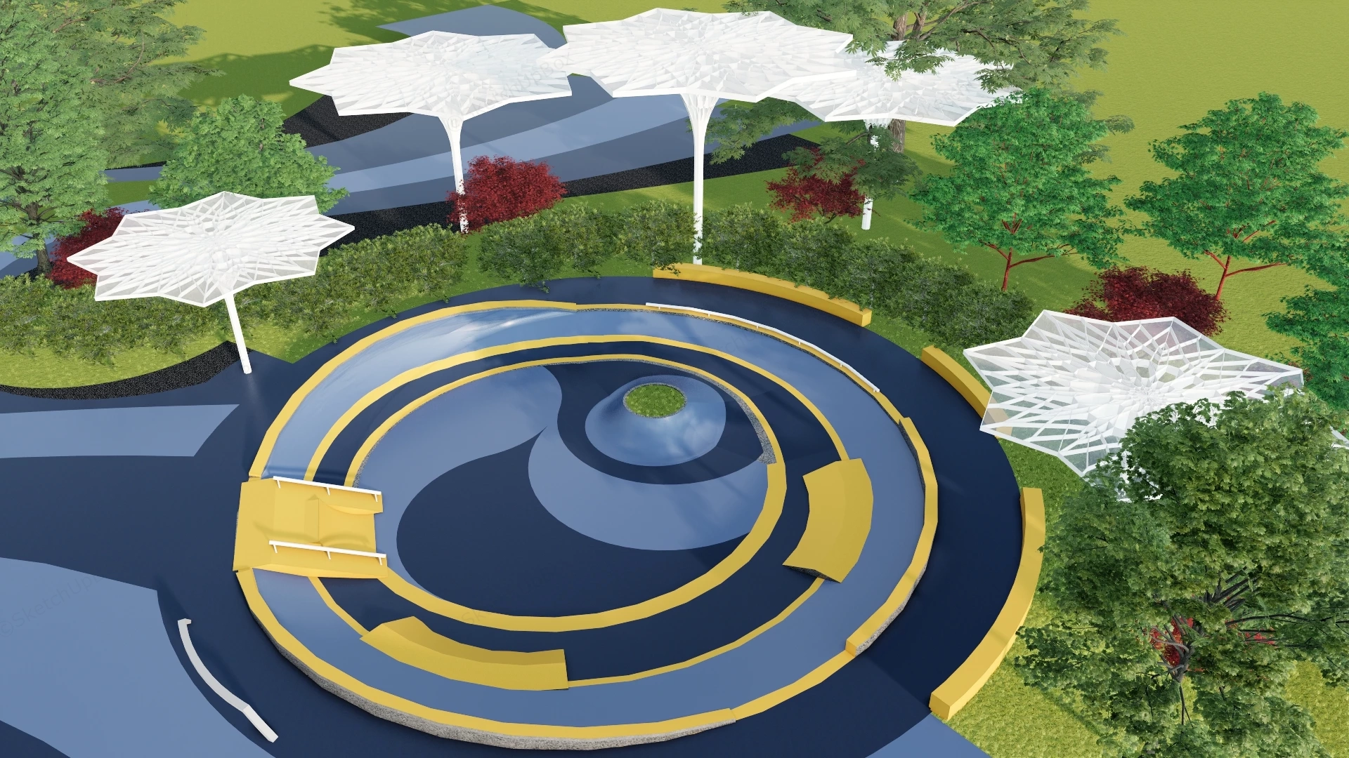 Urban Skate Park sketchup model preview - SketchupBox