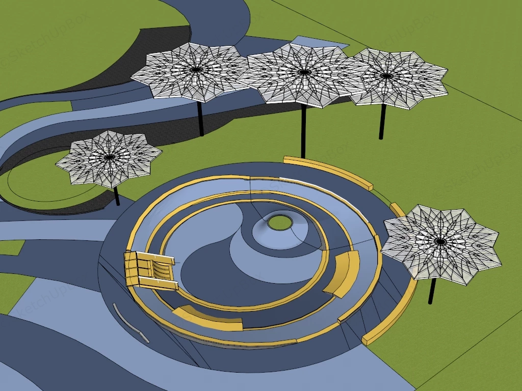 Urban Skate Park sketchup model preview - SketchupBox