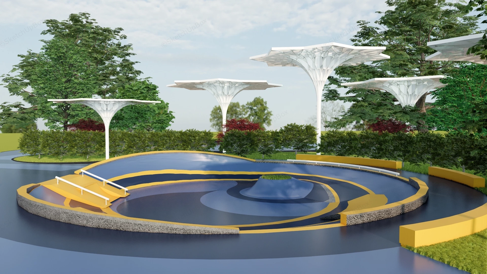 Urban Skate Park sketchup model preview - SketchupBox