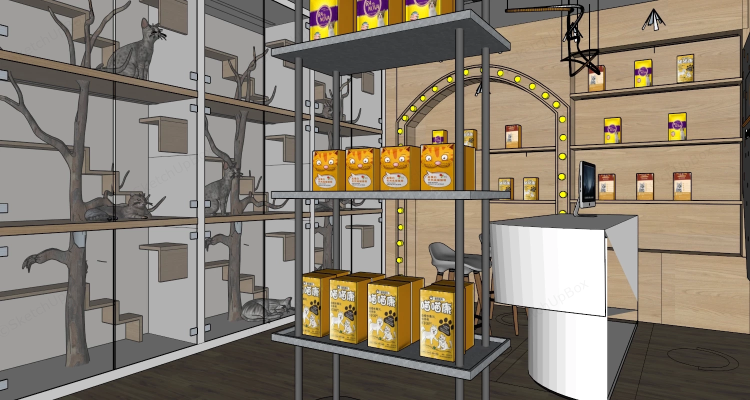 Cattery & Pet Supply Store sketchup model preview - SketchupBox