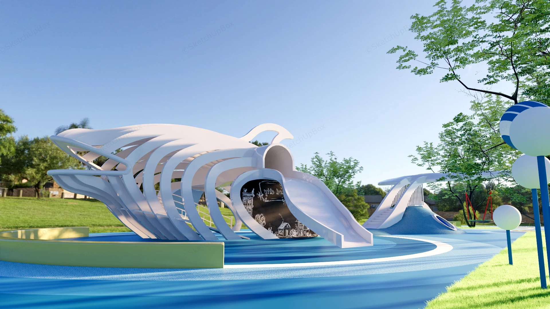 Whale Theme Playground sketchup model preview - SketchupBox