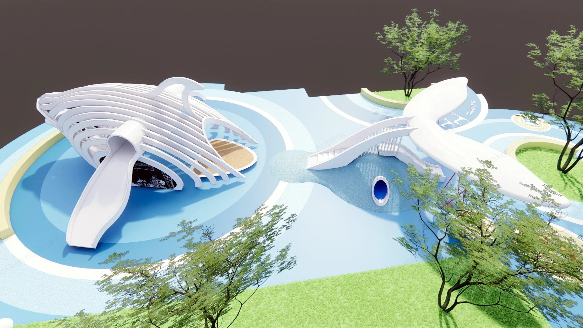 Whale Theme Playground sketchup model preview - SketchupBox