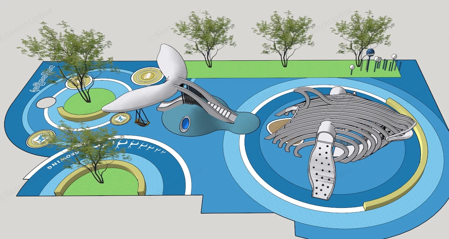 Whale Theme Playground sketchup model preview - SketchupBox
