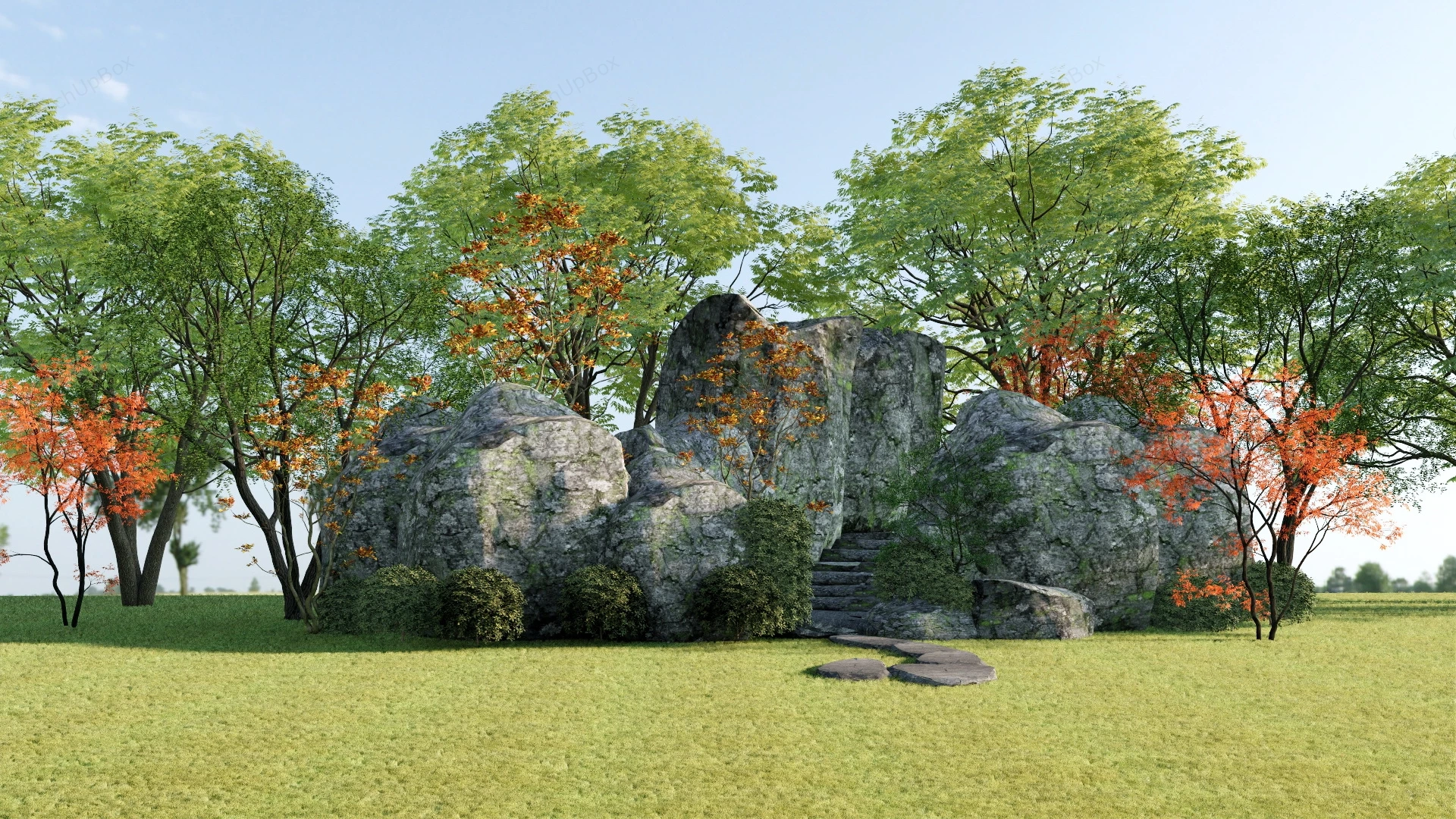 Natural Rock Garden sketchup model preview - SketchupBox