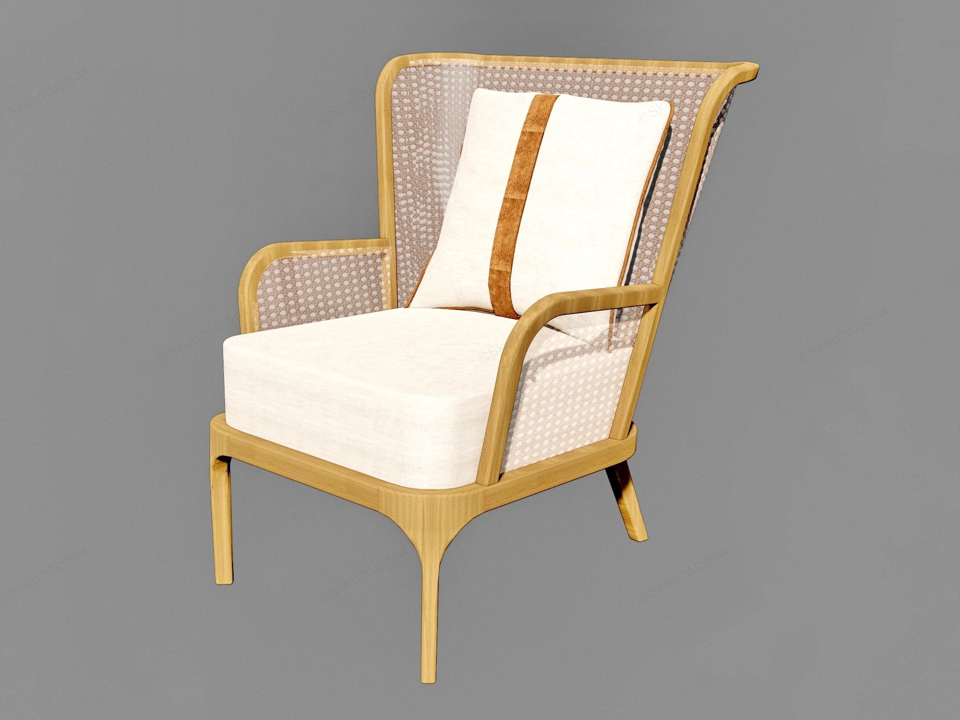 Wood Rattan Armchair sketchup model preview - SketchupBox