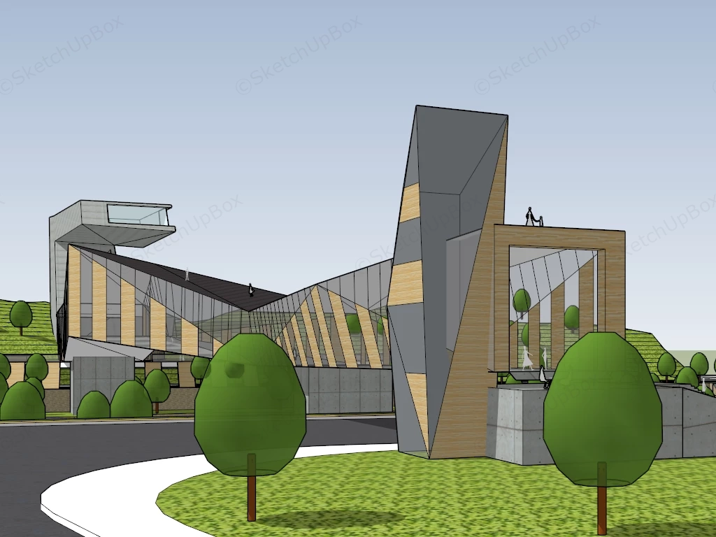 Covered Pedestrian Bridge sketchup model preview - SketchupBox