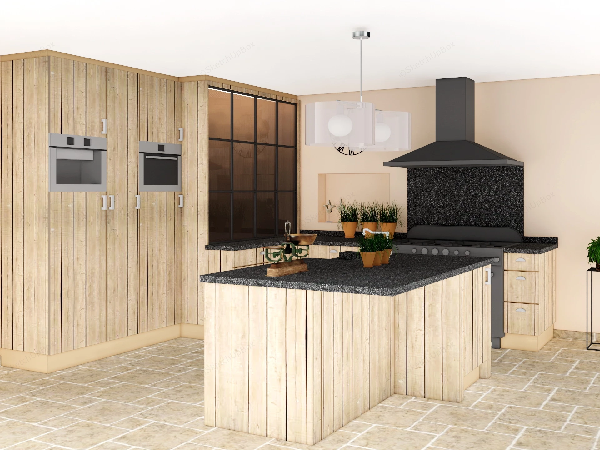 Modern Rustic Kitchen sketchup model preview - SketchupBox