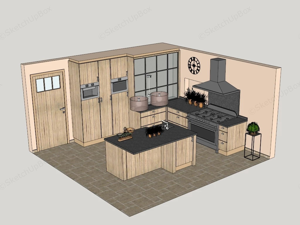 Modern Rustic Kitchen sketchup model preview - SketchupBox