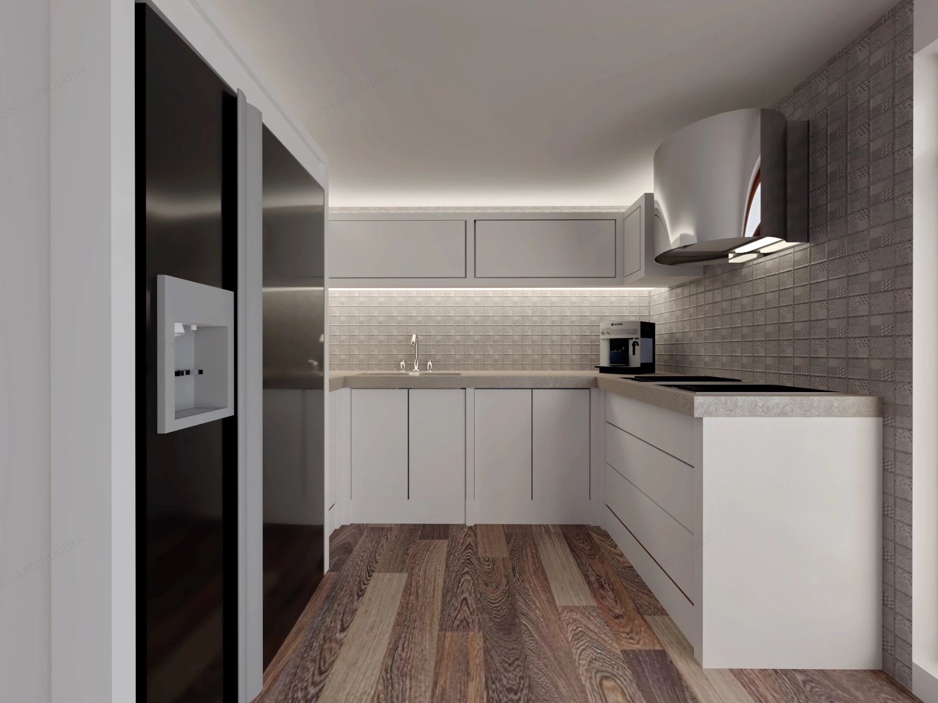Modern Small Apartment Kitchen sketchup model preview - SketchupBox