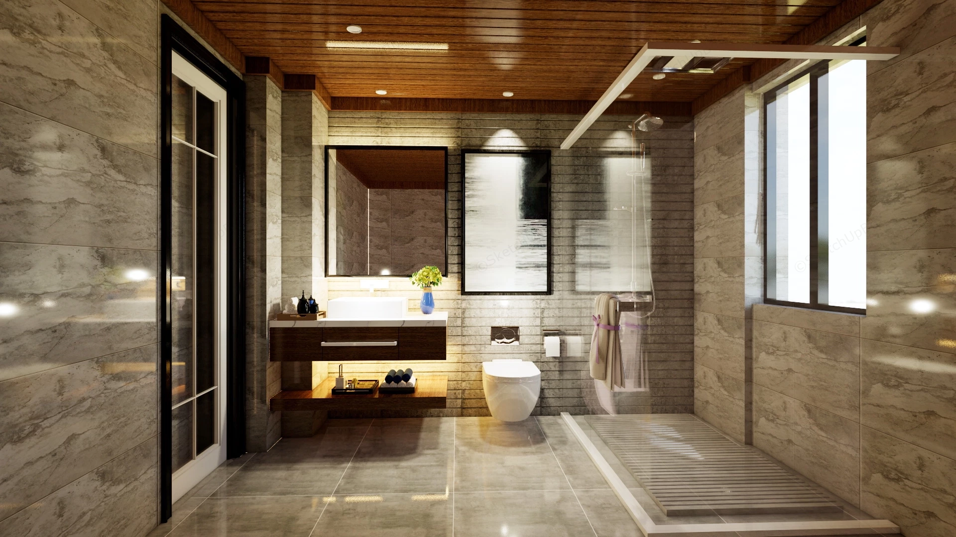 Modern Rustic Bathroom sketchup model preview - SketchupBox