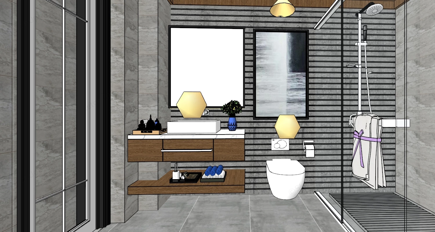 Modern Rustic Bathroom sketchup model preview - SketchupBox