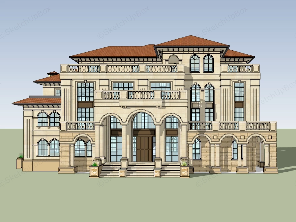 Classic Mansion Architecture sketchup model preview - SketchupBox