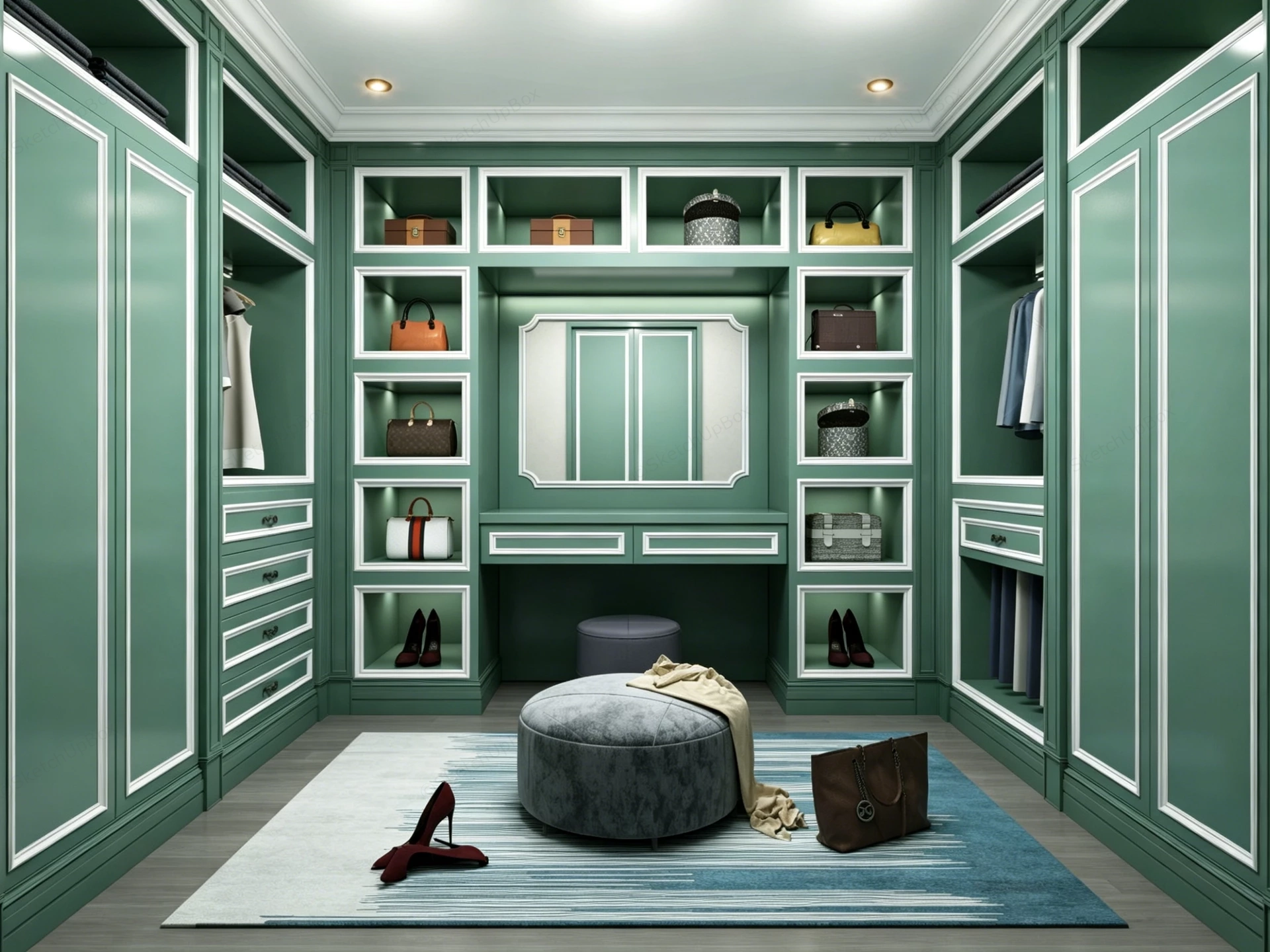 Green Dressing Room Design sketchup model preview - SketchupBox