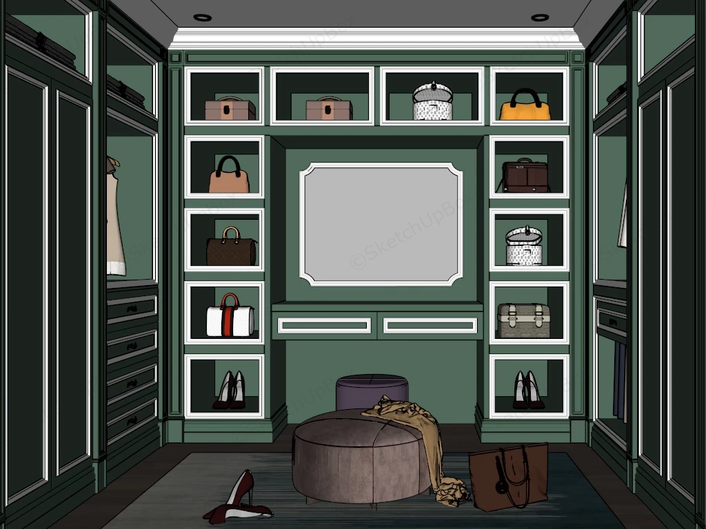 Green Dressing Room Design sketchup model preview - SketchupBox