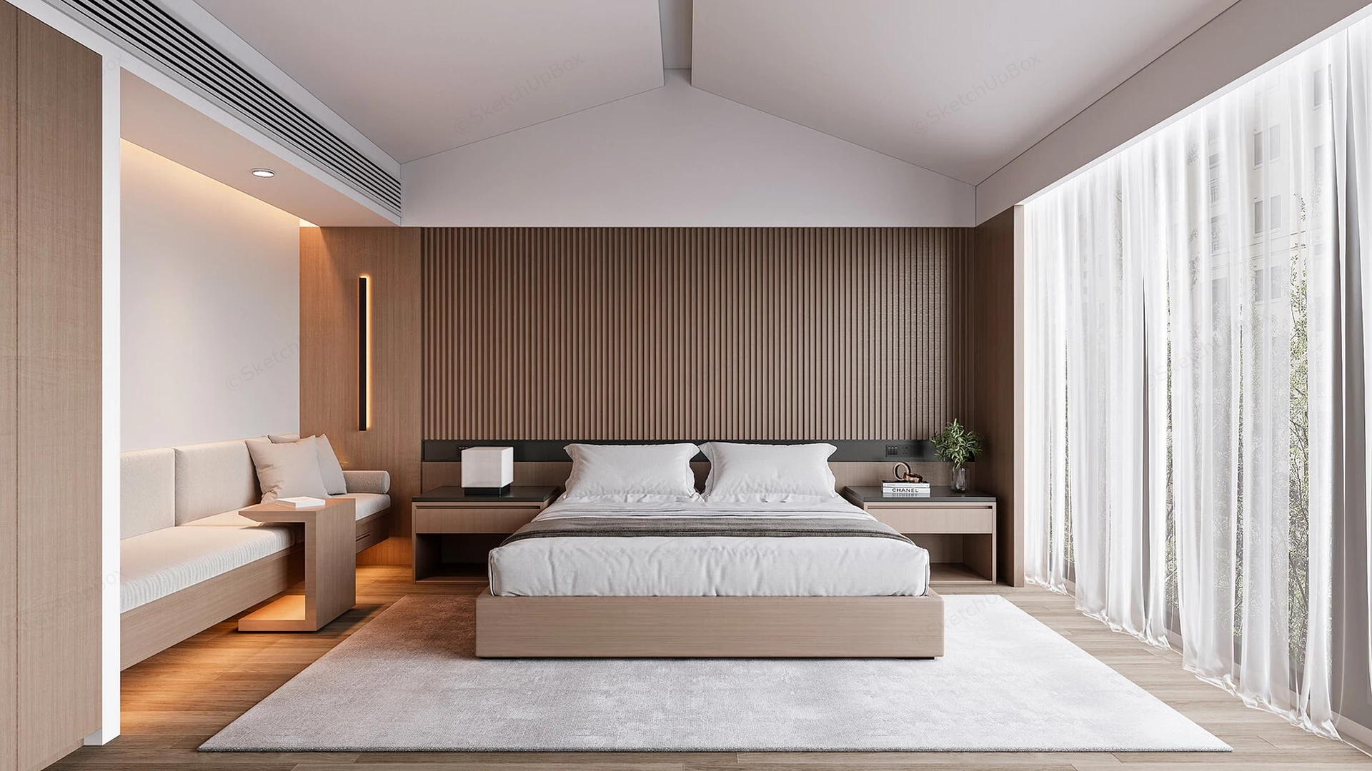 Modern Zen Bedroom Decor sketchup model preview - SketchupBox