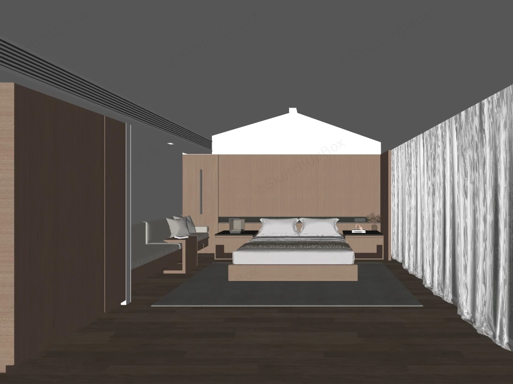 Modern Zen Bedroom Decor sketchup model preview - SketchupBox
