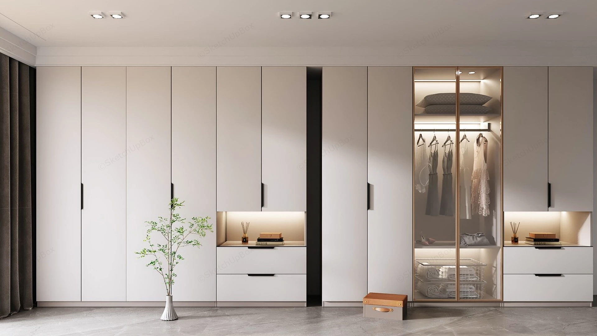 Modern Built In Wardrobe Closet sketchup model preview - SketchupBox