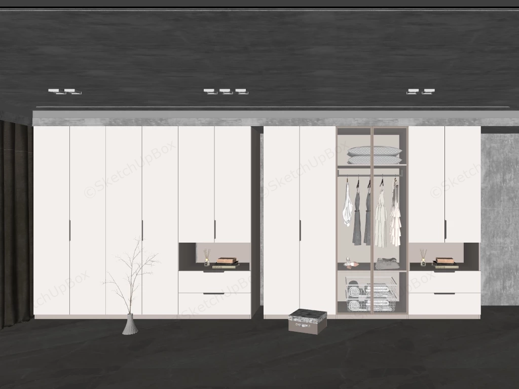 Modern Built In Wardrobe Closet sketchup model preview - SketchupBox