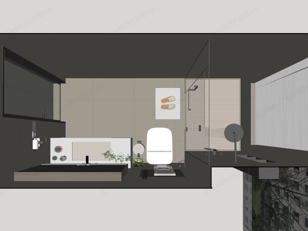 Modern Cream Bathroom sketchup model preview - SketchupBox